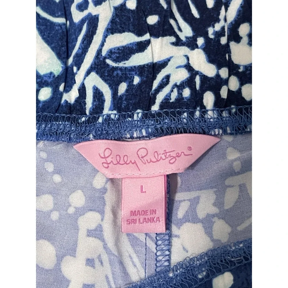 LILLY PULITZER Bal Harbour Palazzo Pant Blue Patchwork Size LARGE - Picture 3 of 9